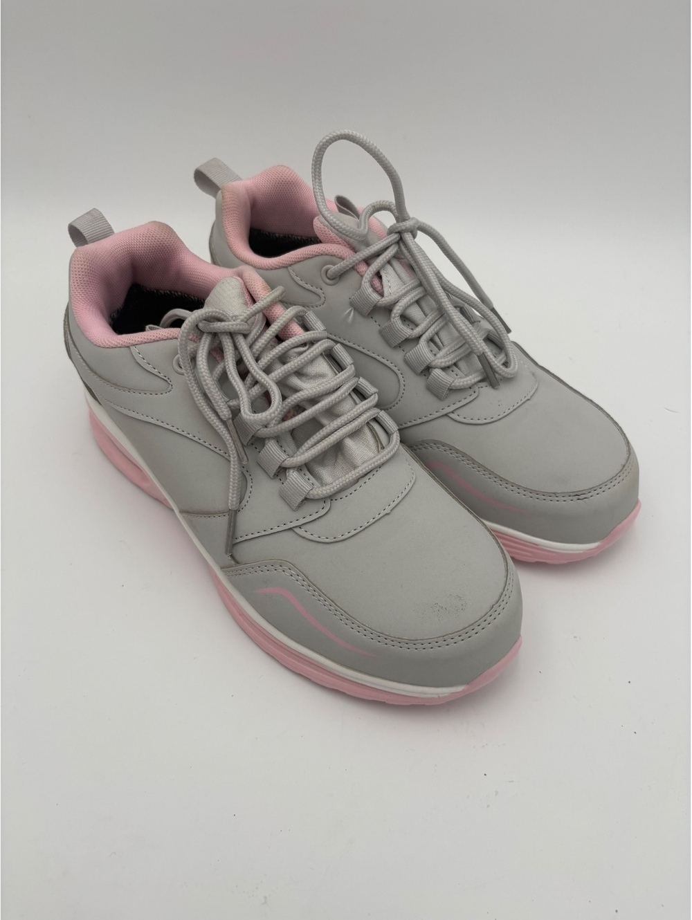 Lansnbo $55 Waterproof Woman’s 8 Gray and Pink Stylish Athletic Sneakers Comfort